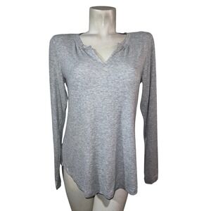 Cabi Top Womens Sz S Gray Ribbed V-Neck Long Sleeve Casual Pullover Shirt 4196